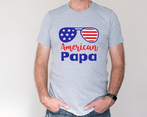 American Papa 4th of July Patriotic Memorial Day Shirt Independence Day Gift For Father’s Day