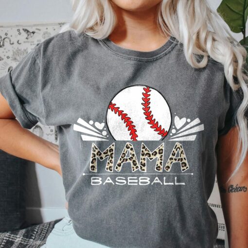 Baseball Mama Leopard Shirt Gift For Mother’s Day Sports Mom Tee