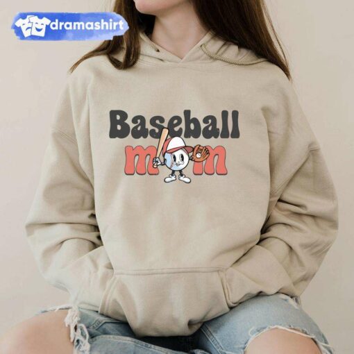 Baseball Mom Groovy 70s Style Mother’s Day Hoodie