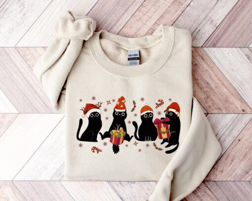 Black Cat Christmas Sweatshirt Unique Cute Mama Gift