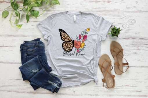 Blessed Mama Flower Butterfly Shirt Mother’s Day Gift God Mother Tee