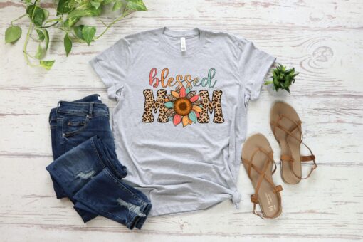 Blessed Mom Sunflower Leopard Print Shirt Mother’s Day Gift God Mother Tee