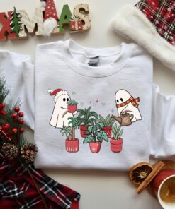 Christmas Plant Lady Ghost Sweatshirt Unique Cute Mom Gift Christmas Plant Lady Ghost Sweatshirt Unique Cute Mom Gift