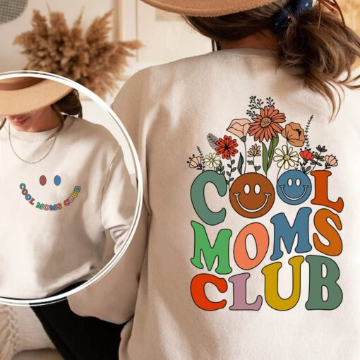 Cool Moms Club Wildflowers Mommy Gift for Mother’s Day Shirt Front and Back