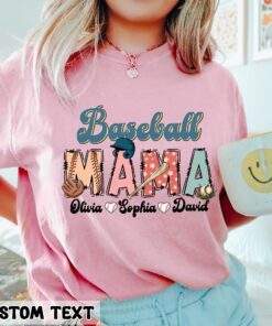 Custom Baseball Mama Shirt with Kids Names Mother’s Day Gift for Sports Mom Tee Custom Baseball Mama Shirt with Kids Names Mother’s Day Gift for Sports Mom Tee