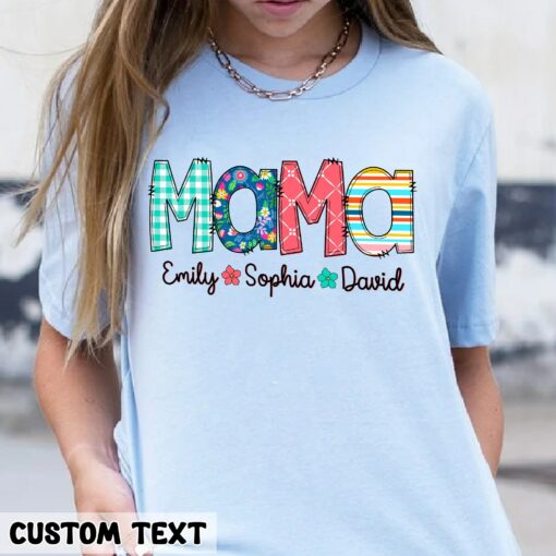 Custom Mama With Kids Names Shirt Floral Print Personalized Mother’s Day Gift For Mom