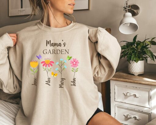 Customized Mama’s Garden Shirt Mother’s Day Gift Birth Month Personalized Name Flower Garden Tee