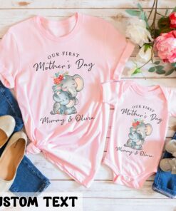 Customized Name Mommy and Me Outfits Our First Mother’s Day Shirt Custom Elephant Mommy And Baby Tee Customized Name Mommy and Me Outfits Our First Mother’s Day Shirt Custom Elephant Mommy And Baby Tee