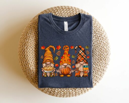 Cute Fall Gnomes Thanksgiving Shirt Autumn Season Pumpkin Graphic Tee