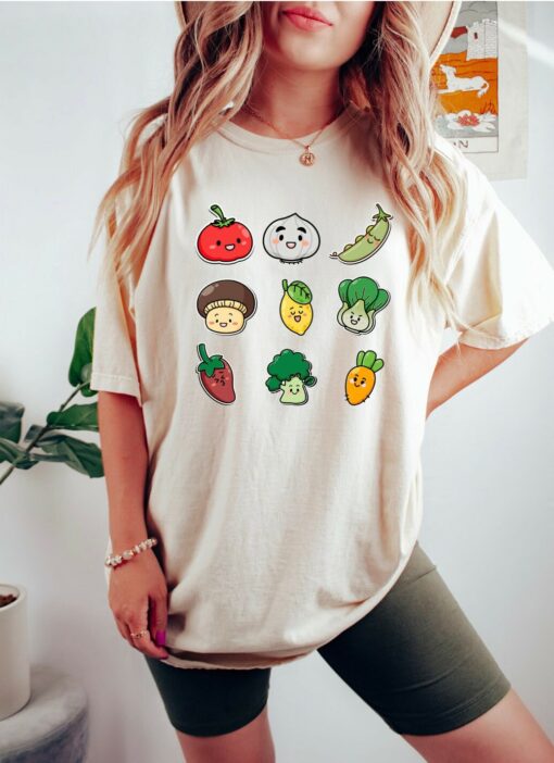 Cute Kawaii Fall Harvest Shirt Cute Fall Produce Fresh Vegetables Tee