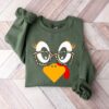 Cute Turkey Face Fall Funny Thanksgiving Sweatshirt Gift