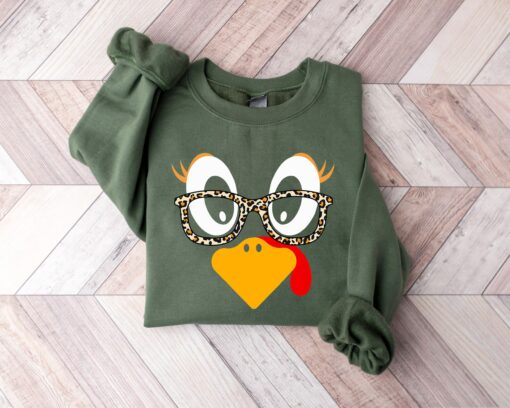 Cute Turkey Face Fall Funny Thanksgiving Sweatshirt Gift