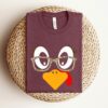 Cute Turkey Fall Thanksgiving Shirt Family Matching Face Tee