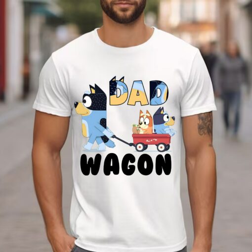 Dad Wagon Blue Dog Moive Character Pulling Children The Moon T-Shirt Lovely Unique Gift