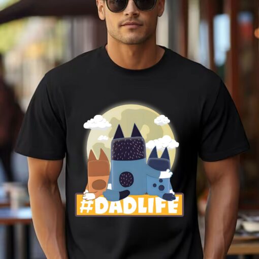 Dadlife Blue Dog Moive Character Watching The Moon T-Shirt Lovely Unique Gift