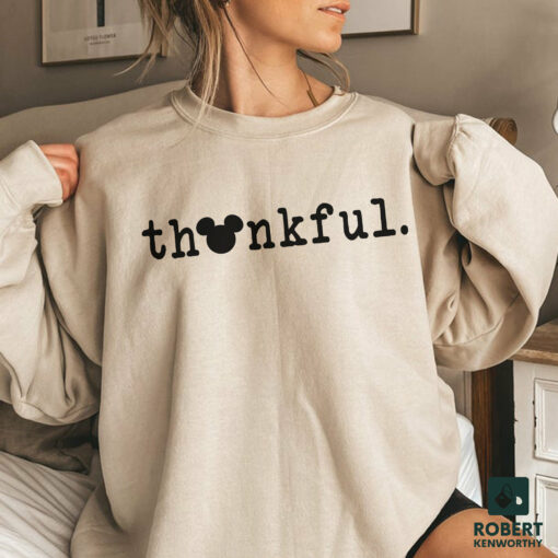 Disney Mickey Thankful Sweatshirt Thanksgiving Gifts