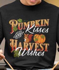 Fall Pumpkin Kisses Harvest Wishes Autumn T-shirt Fall Pumpkin Kisses Harvest Wishes Autumn T-shirt