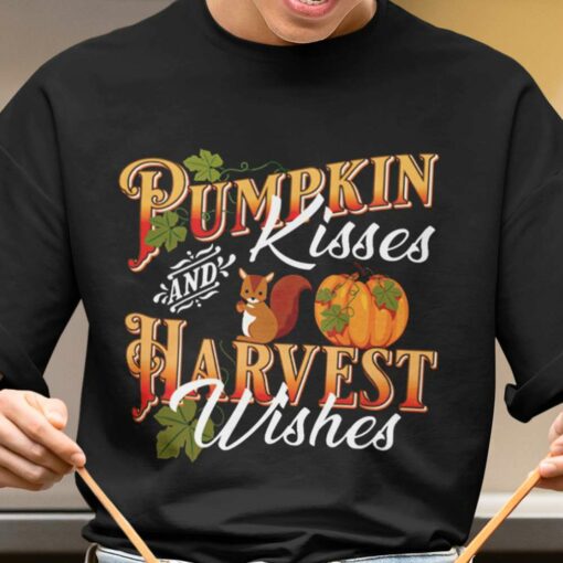 Fall Pumpkin Kisses Harvest Wishes Autumn T-shirt