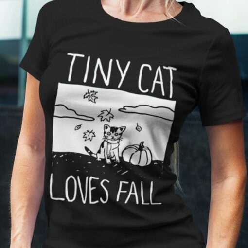 Fall Tiny Cat Loves Fall Autumn T-shirt