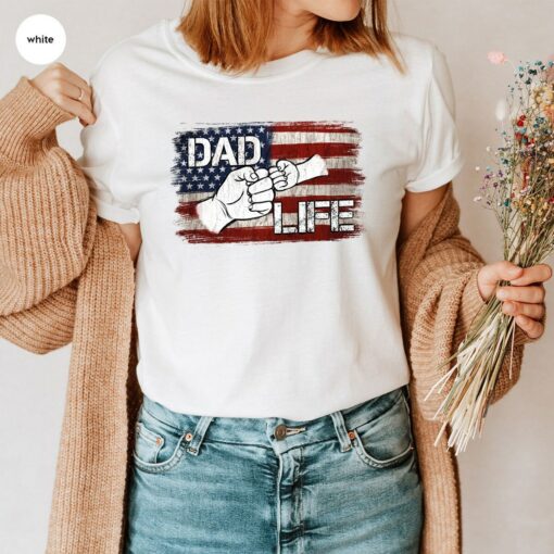 Father’s Day Gifts 4th of July Outfit American Flag Dad Life Tee