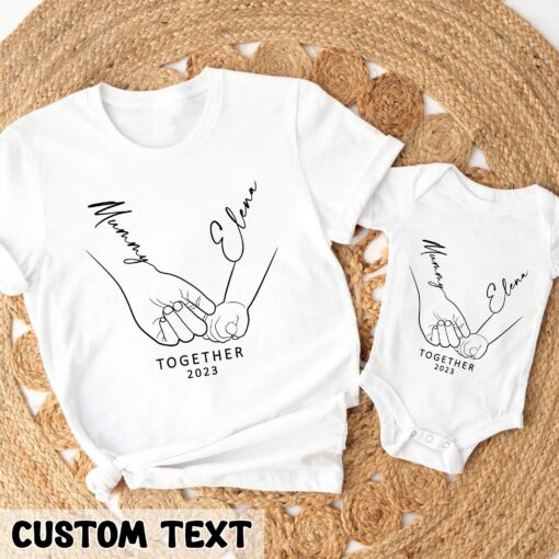 First Mother’s Day Gift Personalised Mommy and Baby Matching Shirt Customized Kid’s Name Together 2023