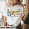 Floral Nana Personalized Grandma Shirt with Grandkids Names Mother’s Day Gift for Mommy