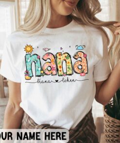 Floral Nana Personalized Grandma Shirt with Grandkids Names Mother’s Day Gift for Mommy Floral Nana Personalized Grandma Shirt with Grandkids Names Mother’s Day Gift for Mommy