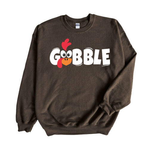 GOBBLE Turkey Face Sweatshirt Lovely Unique Thanksgiving Gift