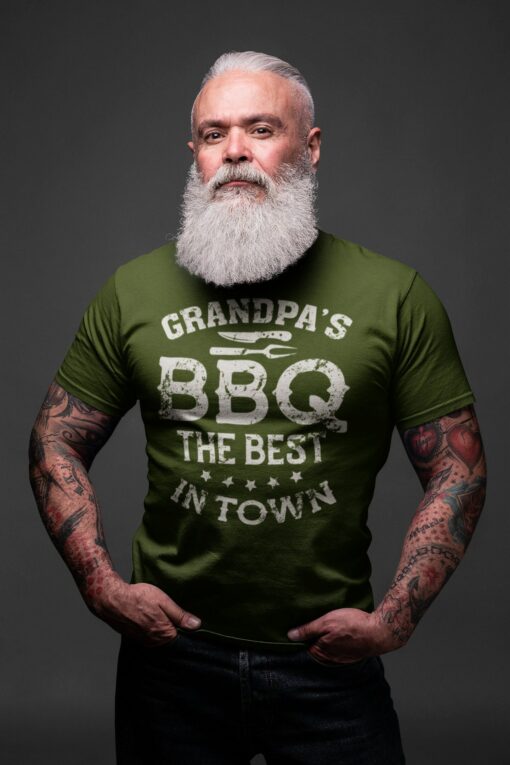 Grandpa’s BBQ the Best In Town Grill Cook Shirt Father’s Day Chef Barbeque Meat Smoker Gift For Him