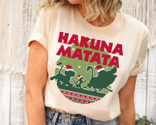 Hakuna Matata Simba Timon Pumbaa The Lion King Merry Christmas Disney Xmas Sweatshirt Gifts