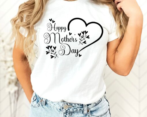 Happy Mother’s Day Shirt Heart Mom Gift for Mommy Tee