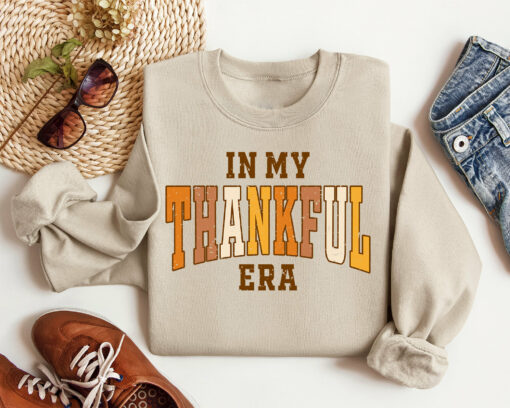 In My Thankful Era Crewneck Sweatshirt Retro Gift For Thanksgiving