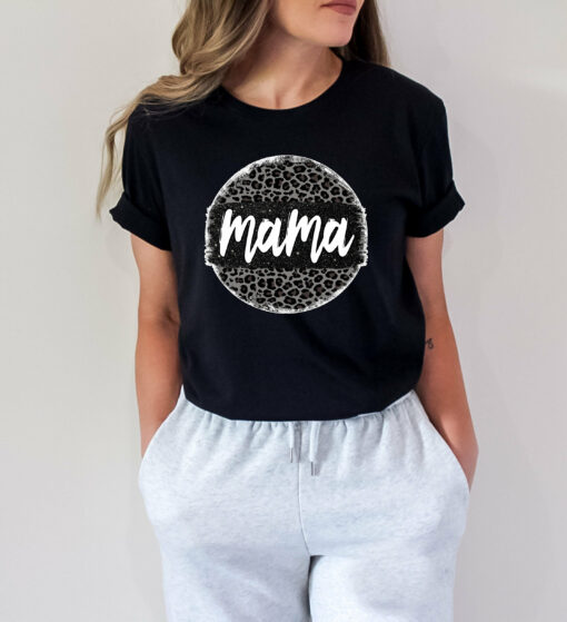 Leopard Pattern Mama Shirt Gift for Mom Mother’s Day Mommy Life Shirt