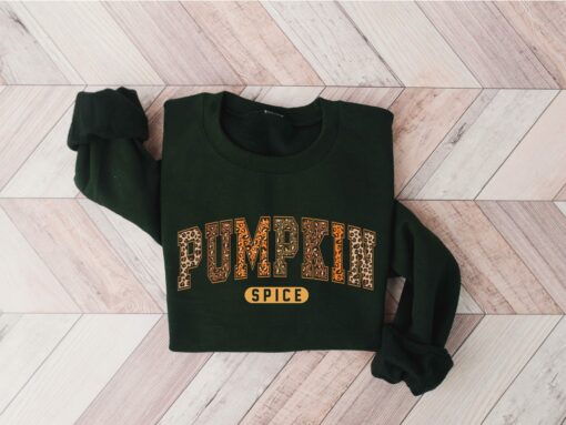 Leopard Pumpkin Spice Fall Coffee Sweatshirt Lovely Unique Thanksgiving Gift