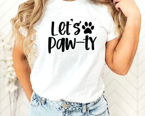 Let’s Paw-ty Shirt Puppy Birthday Invitation Dog Mom Gift Mother’s Day Tee