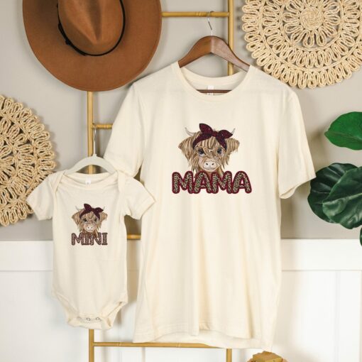 Longhorn Cow Head Mama Mini Matching Shirts Cow Mom and Kids Tee Personalized Mother’s Day Western Moommy Tee