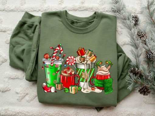 Lover Gift Worker Winter Christmas Snowman Latte Coffee Lover Sweatshirt