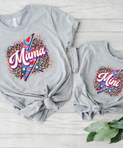 Mama And Mini American Flag Leopard Print Shirt 4th of July Patriotic Couple Tee Independence Day Gift Mama And Mini American Flag Leopard Print Shirt 4th of July Patriotic Couple Tee Independence Day Gift