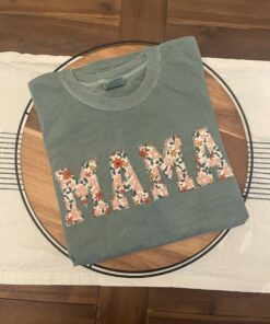 Mama Embroidered Fall Floral Applique Shirt Gift for Mom Mother’s Day Tee Mama Embroidered Fall Floral Applique Shirt Gift for Mom Mother’s Day Tee