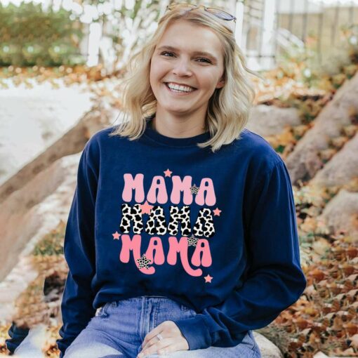 Mama Leopard Pattern Pink Sweatshirt