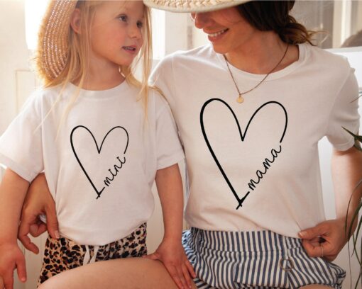 Mama Mini Shirt, Mama Heart Shirt, Mommy And Me Outfits, Mama Mini Matching, Mothers Day Gift, Mother Matching Tees