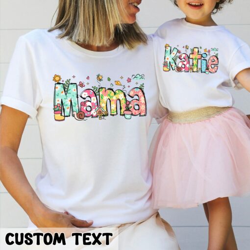 Mama Mini Shirt Mother’s Day Gift Matching Mommy and Me Custom Name Baby Onesie Tee