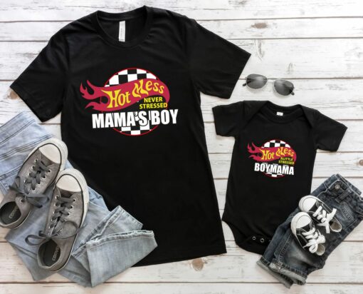 Mama and Me Matching Set Racing Family Gift Hot Mess Never Stressed Mama’s Boy