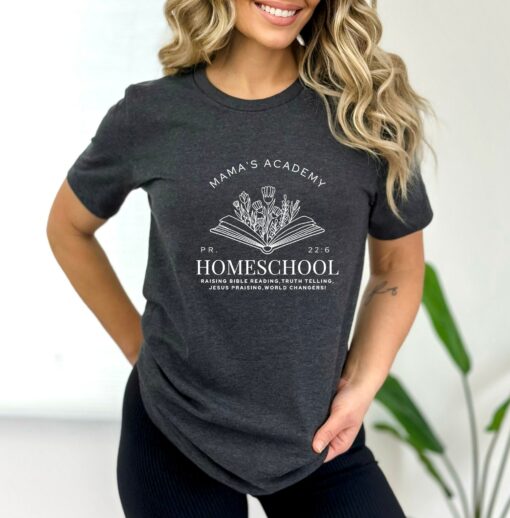 Mama’s Academy Homeschool Shirt Florals Book Gift for Best Mom Mother’s Day Tee