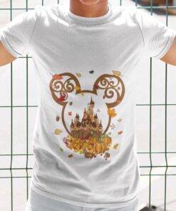 Mickey Head Disney Castle With Pumpkin Leaf Fall Thanksgiving T-shirt Mickey Head Disney Castle With Pumpkin Leaf Fall Thanksgiving T-shirt