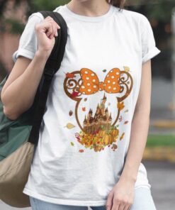 Minnie Cute Tie Head Disney Castle With Pumpkin Leaf Fall Thanksgiving T-shirt Minnie Cute Tie Head Disney Castle With Pumpkin Leaf Fall Thanksgiving T-shirt
