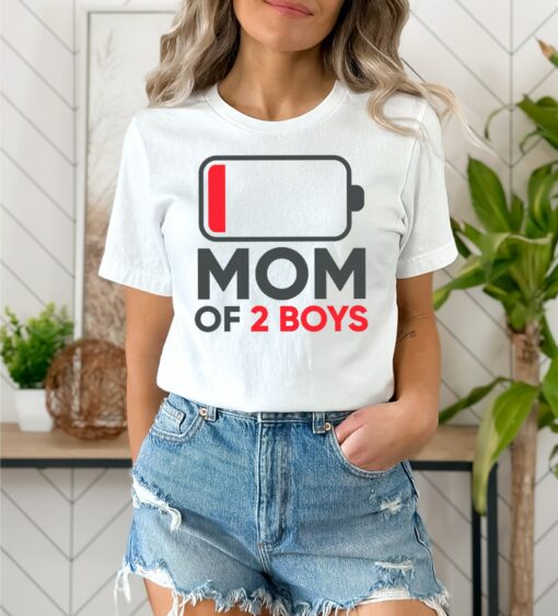 Mom of 2 Boys Funny Mother’s Day Shirt Gift Idea for Wife from Husband