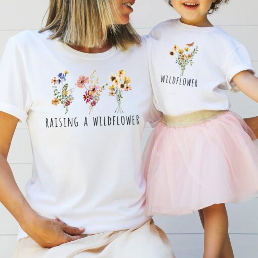 Mommy and Daughter Shirt Mother’s Day Matching Raising A Wildflower and Wildflower Outfits Mom and Baby