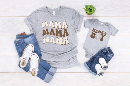 Mommy and Me Shirt Mama’s Boy Mom and Son Matching Set Happy Mother’s Day Gift