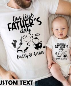 Our First Father’s Day Shirts Custom Dad and Baby Matching Dinosaur Tee Baby Onesie New Daddy Gift Our First Father’s Day Shirts Custom Dad and Baby Matching Dinosaur Tee Baby Onesie New Daddy Gift